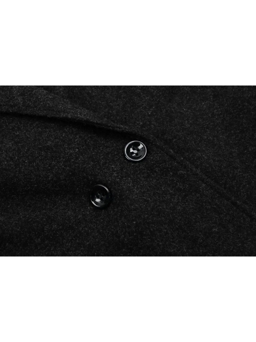 Women's Black Notched Collar Wool Blend Single Breast Midi Long Trench Coat